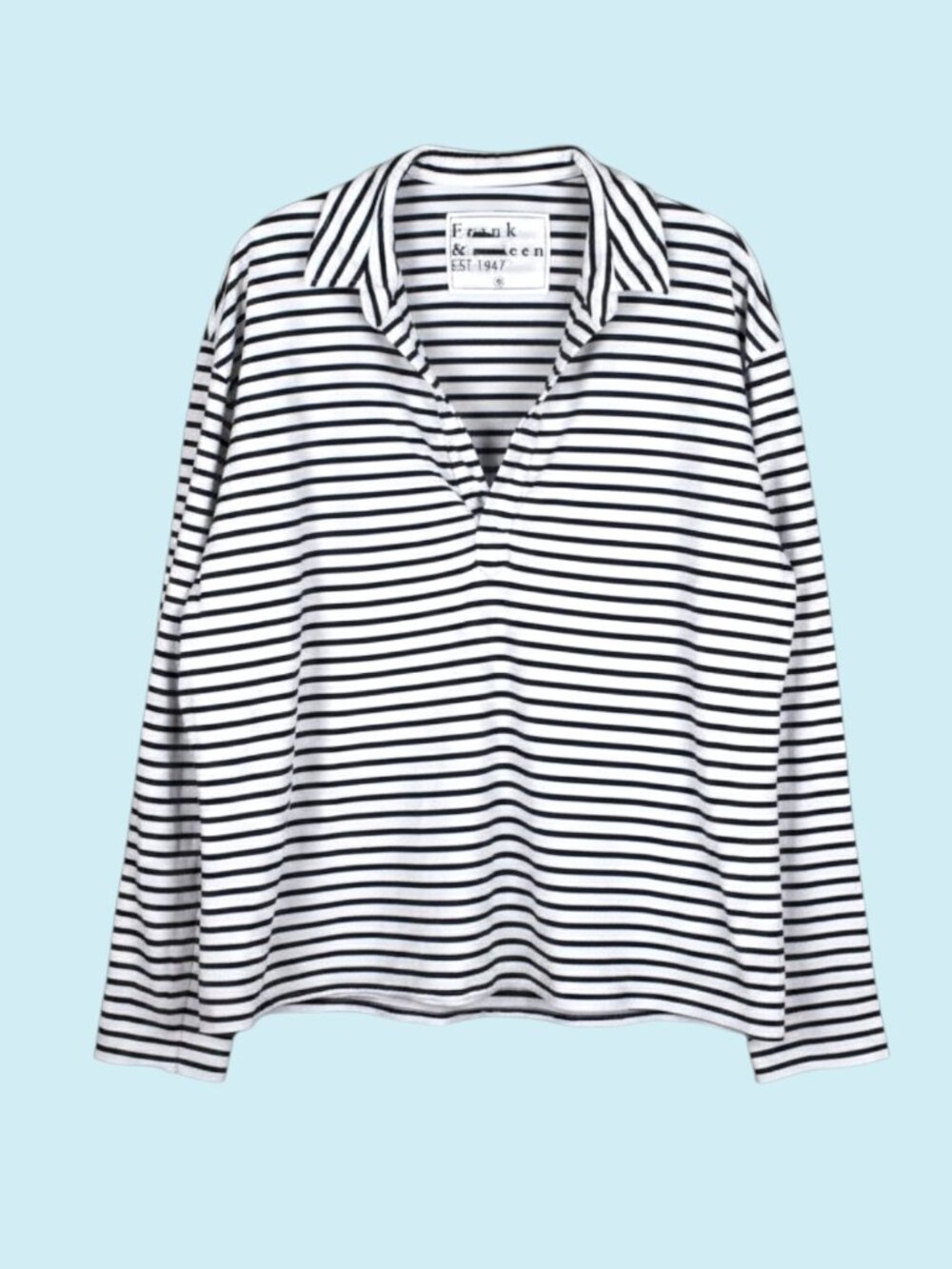 Frank & Eileen Patrick Popover Heritage Jersey Henley XL French Navy Stripe